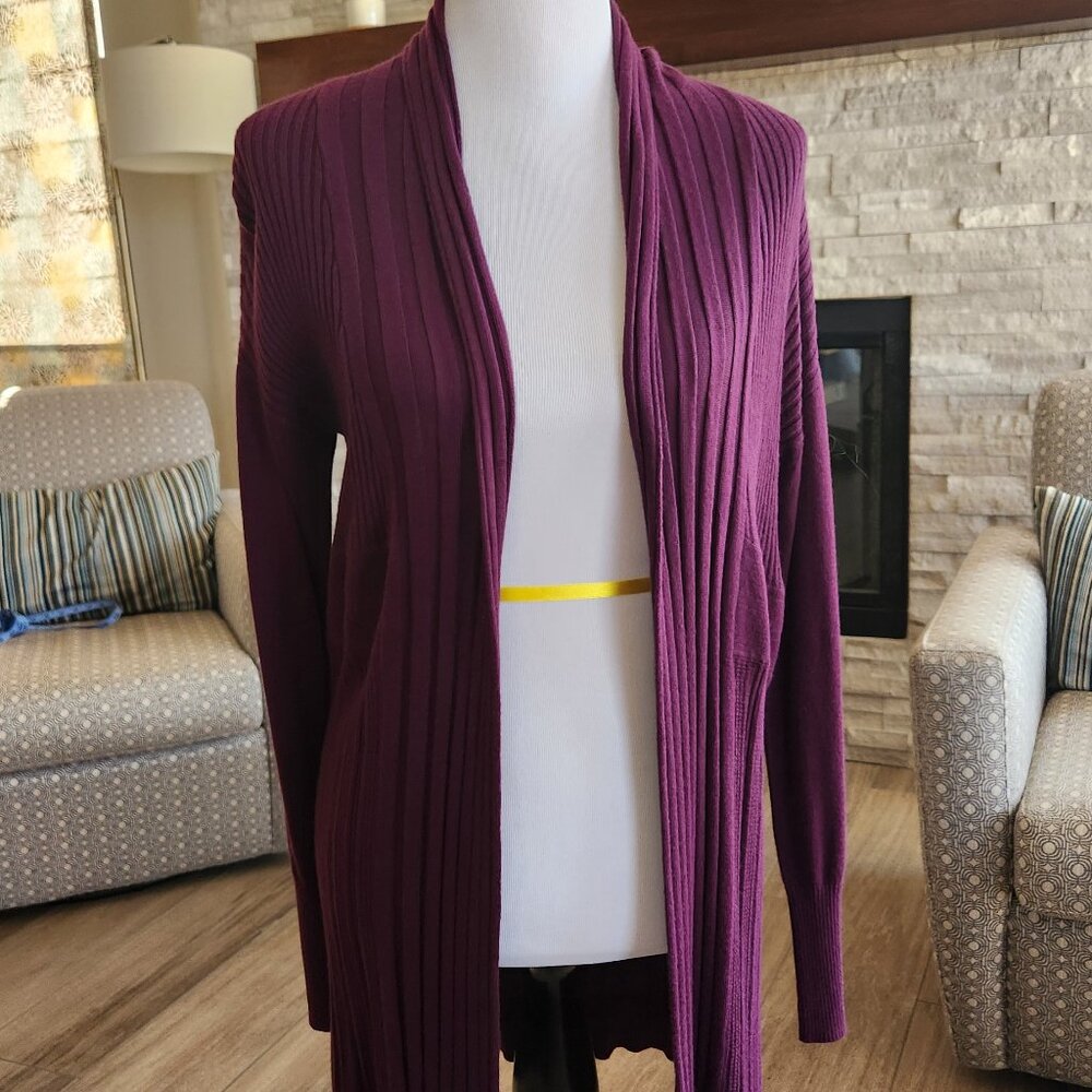 Daisy Fuentes Long Purple Cardigan Sweater Size Medium NWT